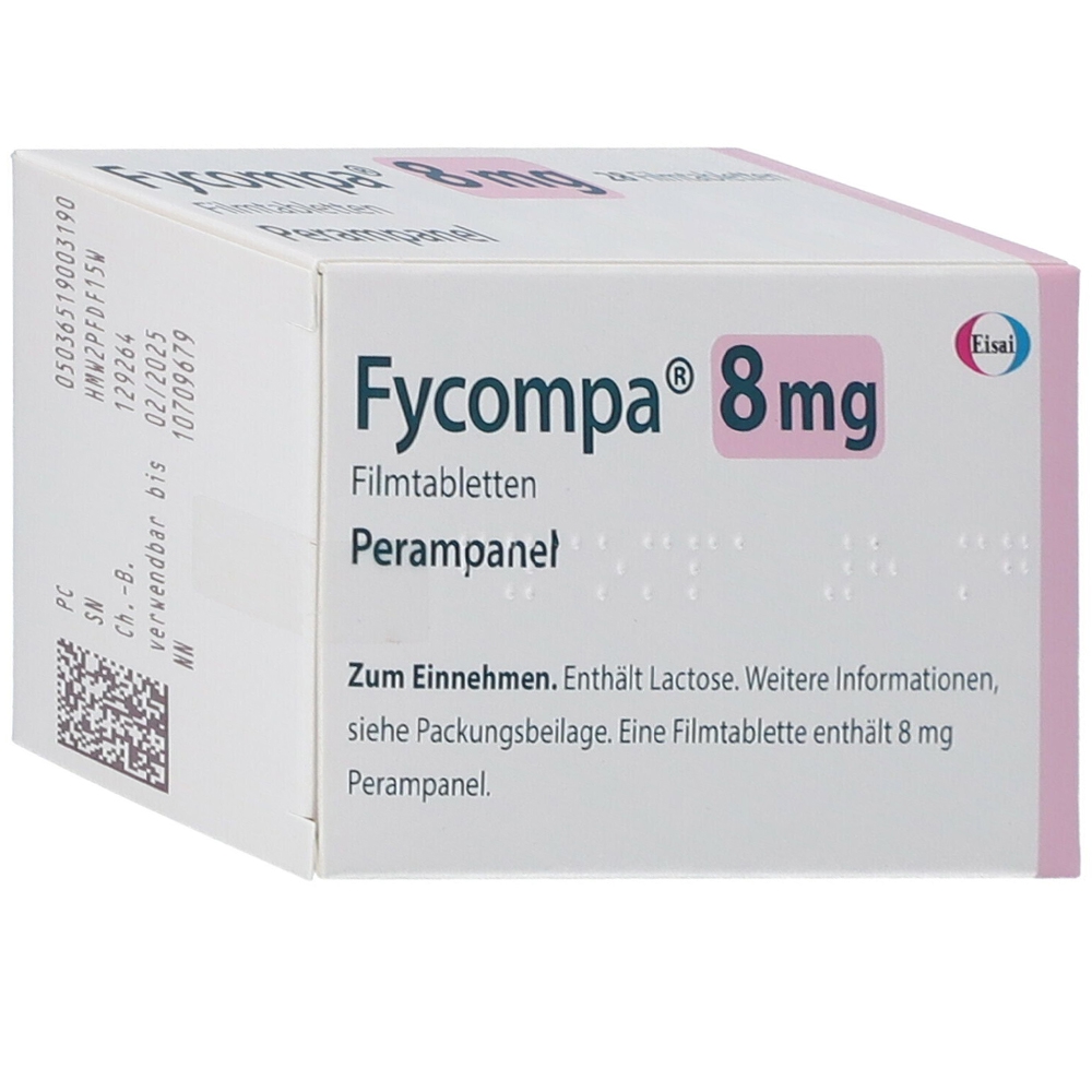  Thuốc Fycompa 8mg Eisai điều trị bổ trợ cơn động kinh khởi phát cục bộ (2 vỉ x 14 viên)