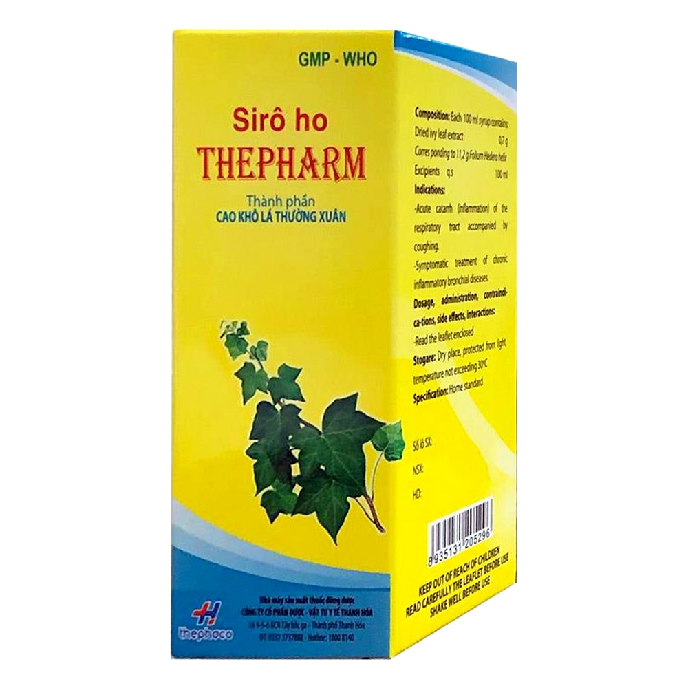 Siro ho Thepharm 100ml Thephaco điều trị viêm đường hô hấp cấp có kèm theo ho