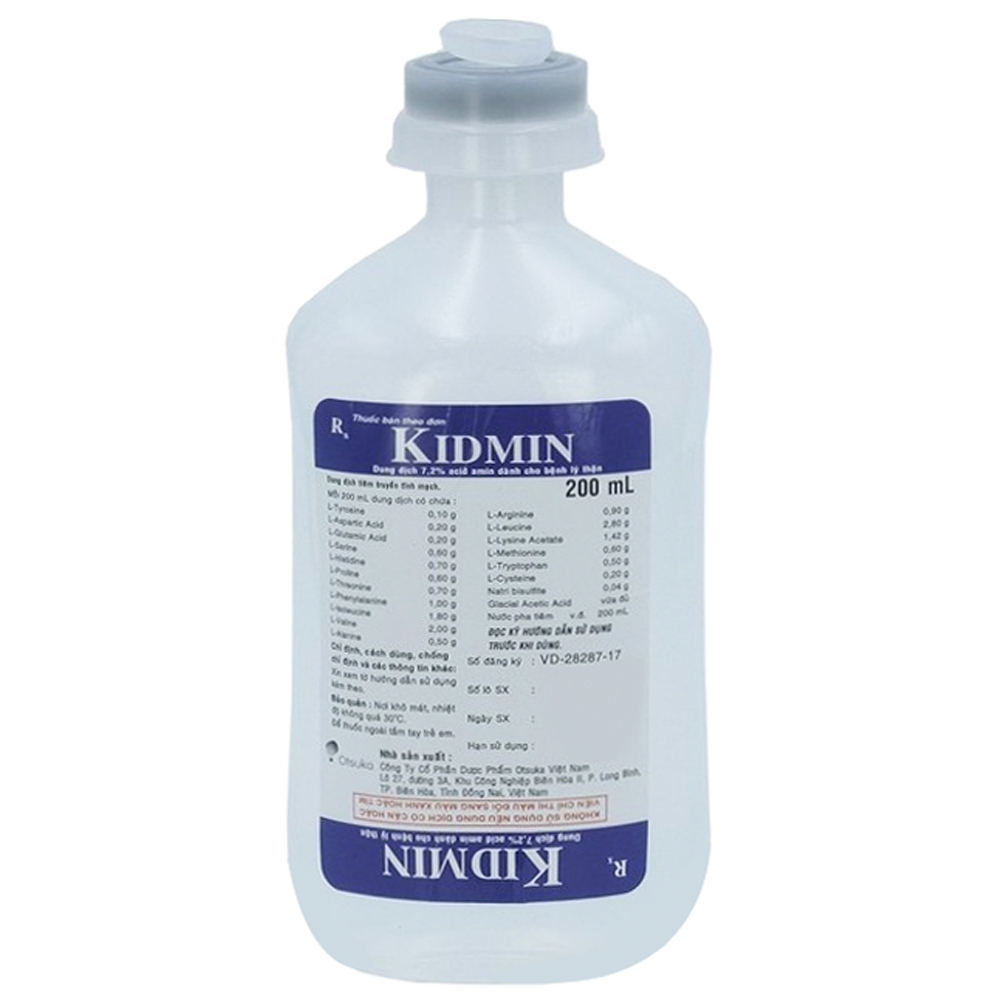 Dung dịch truyền tĩnh mạch Kidmin 7.2% Otsuka cung cấp các acid amin do suy thận (200ml)