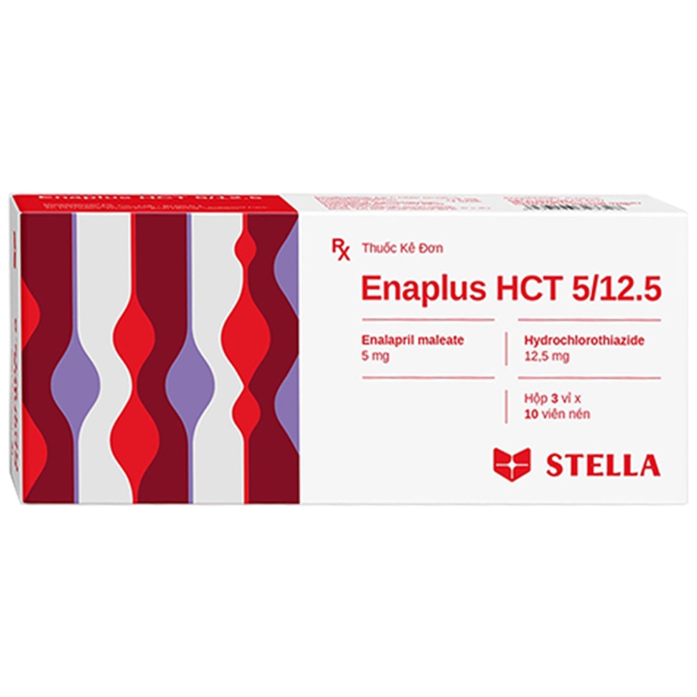 Thuốc Enaplus HCT 5/12.5 Stella Pharm điều trị tăng huyết áp mức độ nhẹ đến vừa (3 vỉ x 10 viên)