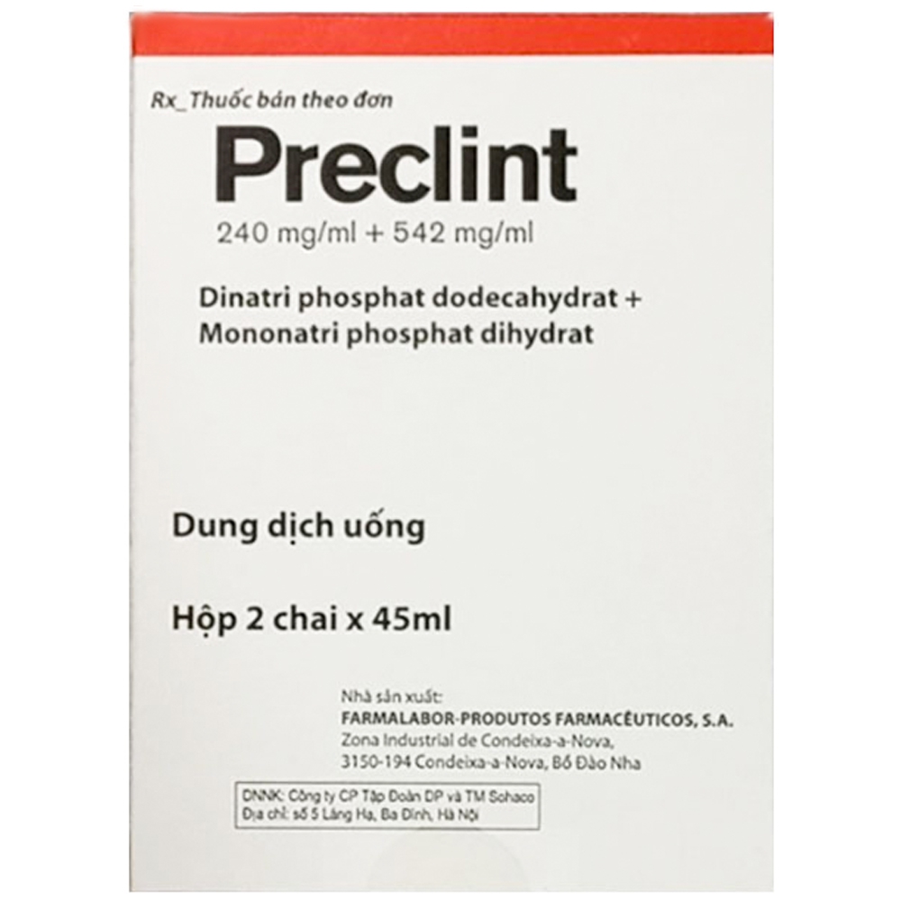 Thuốc Preclint Farmalabor làm sạch ruột trước khi phẫu thuật ruột kết, kiểm tra X-quang hoặc nội soi (2 chai x 45ml)