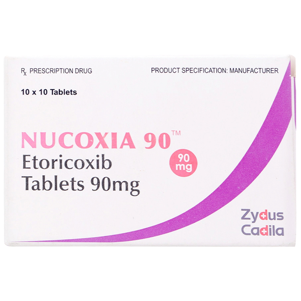 Thuốc Nucoxia 90mg Cadila giảm các dấu hiệu và triệu chứng của viêm khớp dạng thấp (10 vỉ x 10 viên)