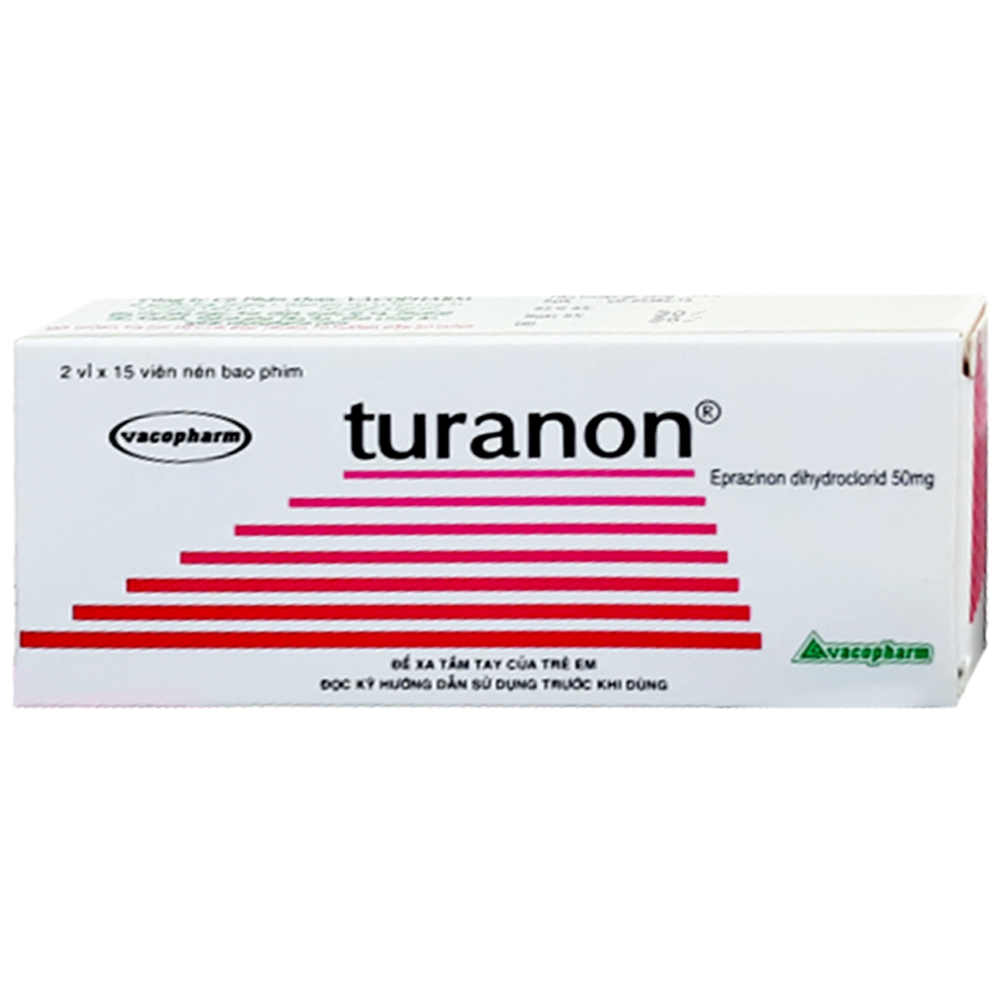 Thuốc Turanon 50mg Vacopharm làm loãng dịch tiết phế quản trong các trường hợp ứ nghẹt phế quản (2 vỉ x 15 viên)