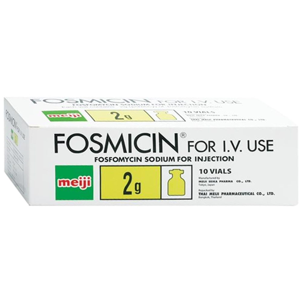 Bột pha tiêm Fosmicin For I.V. Use 2g điều trị cho nhiễm khuẩn do vi khuẩn nhạy cảm với fosfomycin (10 lọ)