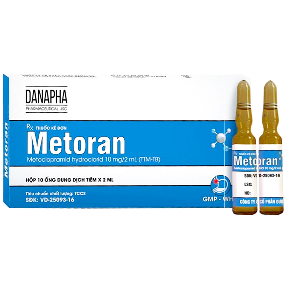 Thuốc Tiêm Metoran 10mg/2ml Danapha điều trị triệu chứng nôn và buồn nôn (10 ống x 2ml)