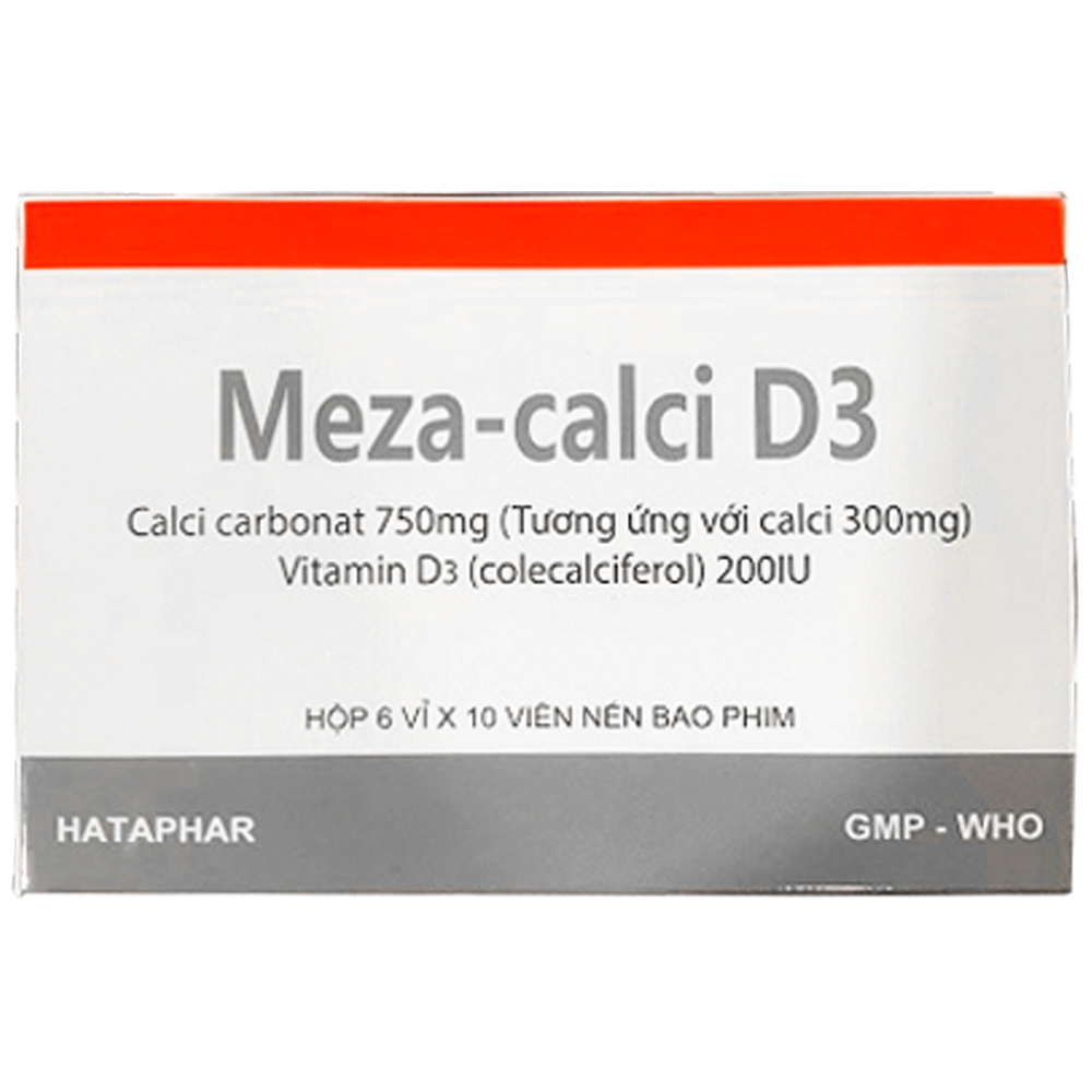 Thuốc Meza-calci D3 Hataphar sử dụng để bổ sung calci và vitamin D cho người lớn tuổi (6 vỉ x 10 viên)