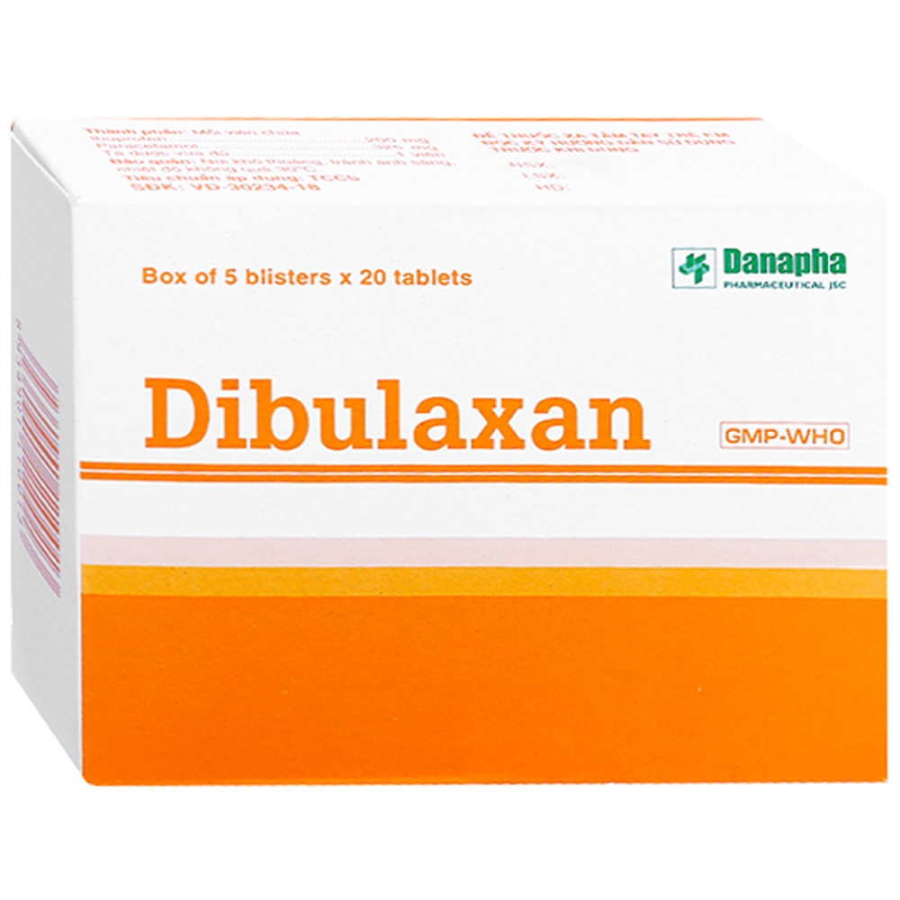 Thuốc Dibulaxan 325/200mg Danapha dùng để giảm đau hạ sốt (5 vỉ x 20 viên)