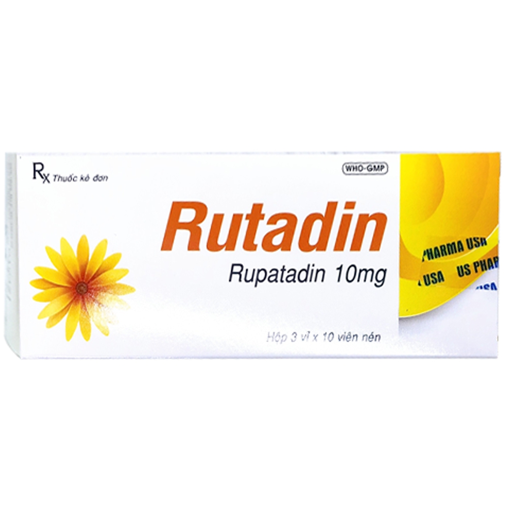 Thuốc Rutadin 10mg pharma usa điều trị triệu chứng của viêm mũi dị ứng và nổi mề đay (3 vỉ x 10 viên)