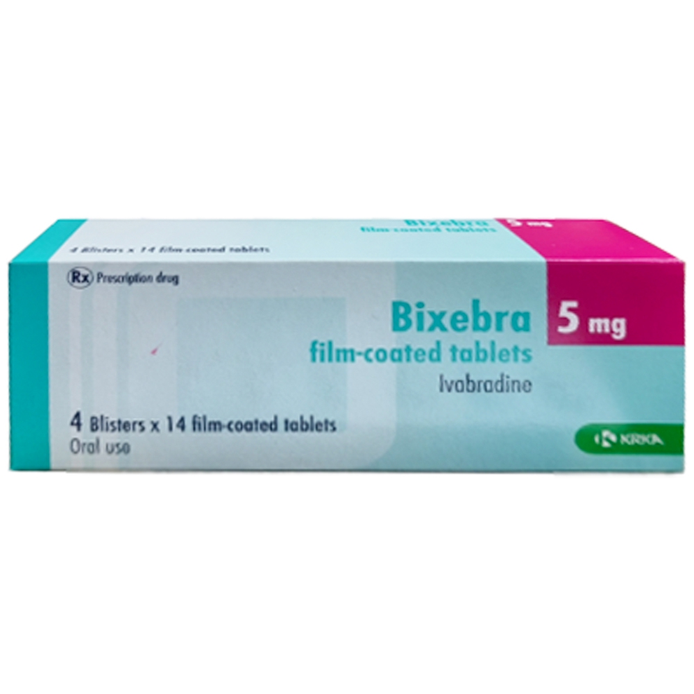 Thuốc Bixebra 5mg Krka điều trị đau thắt ngực ổn định mạn tính đối với bệnh nhân bị bệnh động mạch vành (4 vỉ x 14 viên)