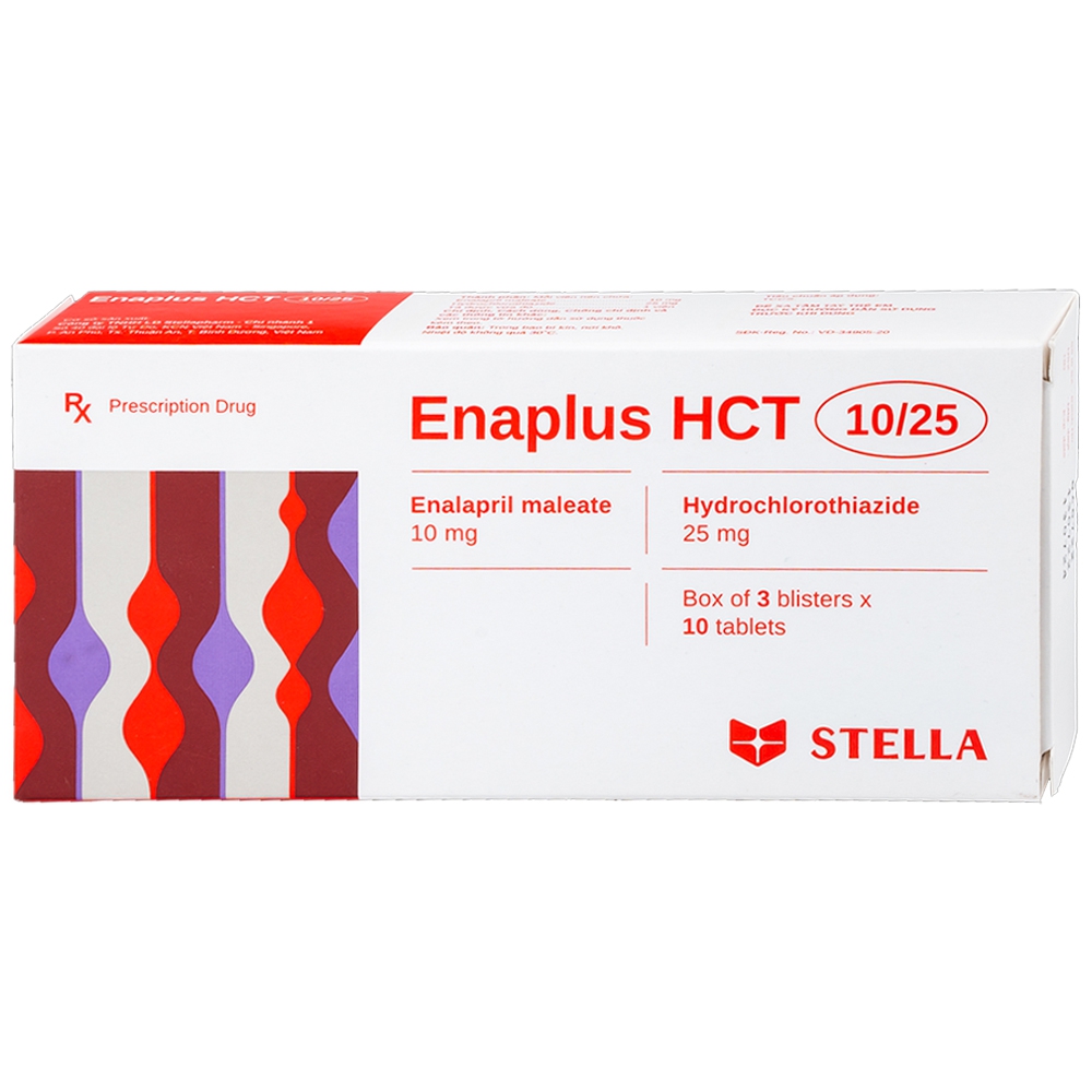 Thuốc Enaplus Hct 10/25 Stellapharm điều trị tăng huyết áp (3 vỉ x 10 viên)