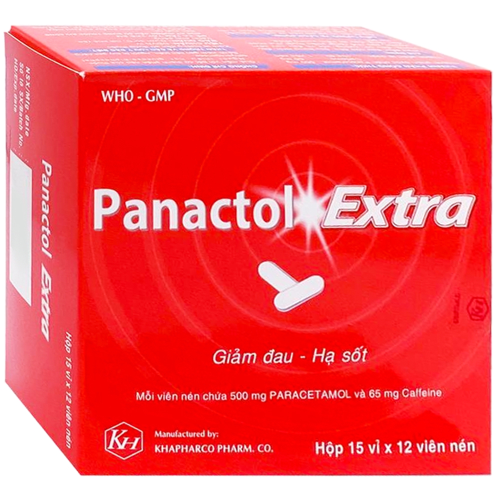 Thuốc Panactol extra Khapharco đỏ điều trị đau đầu, đau nửa đầu (15 vỉ x 12 viên)