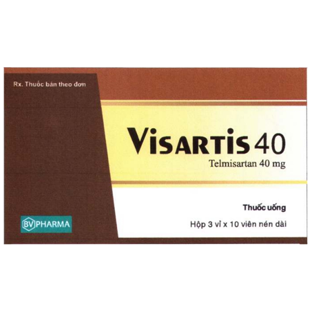 Thuốc Visartis 40 Brv điều trị tăng huyết áp vô căn (3 vỉ x 10 viên)