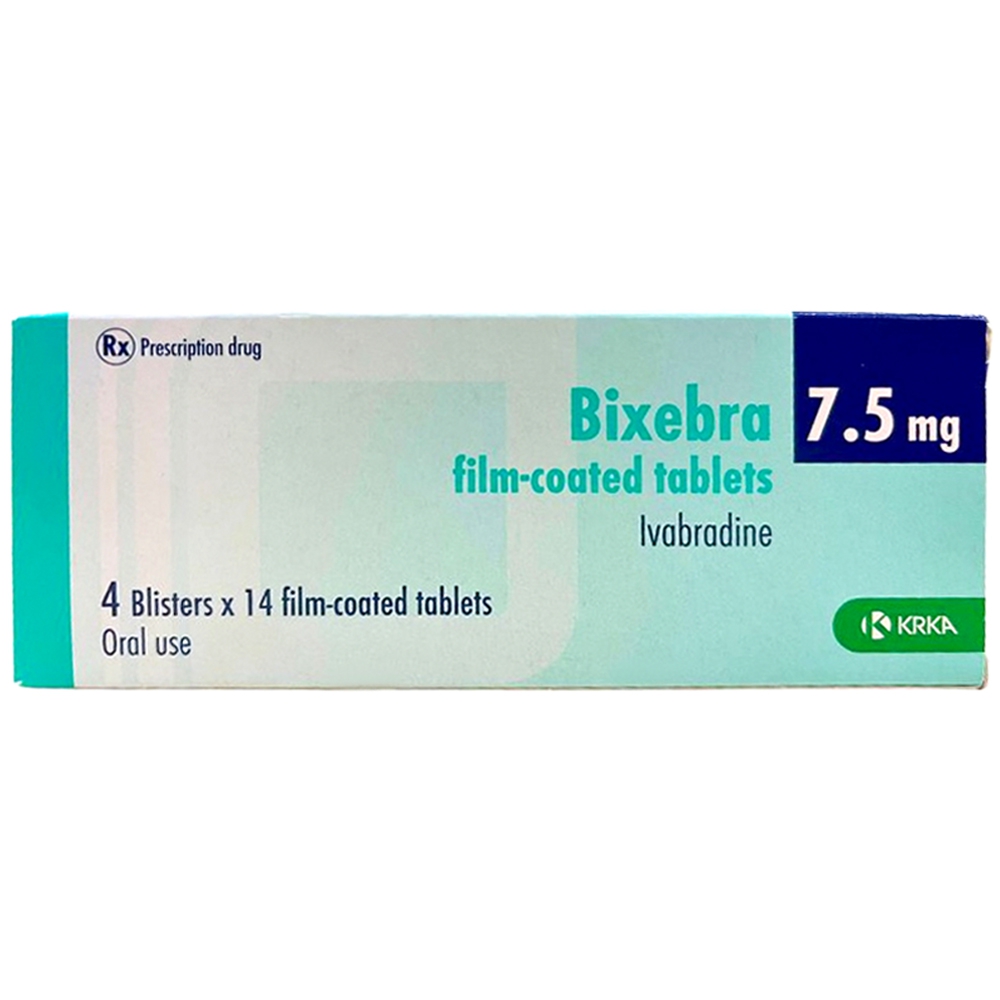 Thuốc Bixebra 7.5mg Krka điều trị triệu chứng đau thắt ngực ổn định mạn tính (4 vỉ x 14 viên)