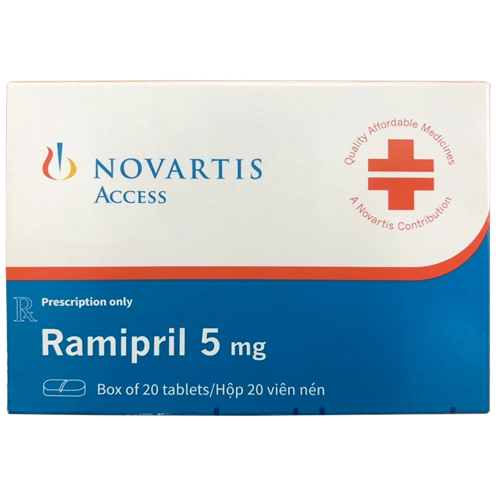 Thuốc Ramipril 5 mg Novartis điều trị tăng huyết áp, suy tim (2 vỉ x 10 viên)