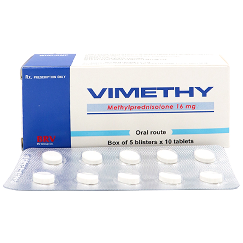 Thuốc Vimethy Brv chỉ định dùng khi cần tác dụng của thuốc glucocorticoid (5 vỉ x 10 viên)