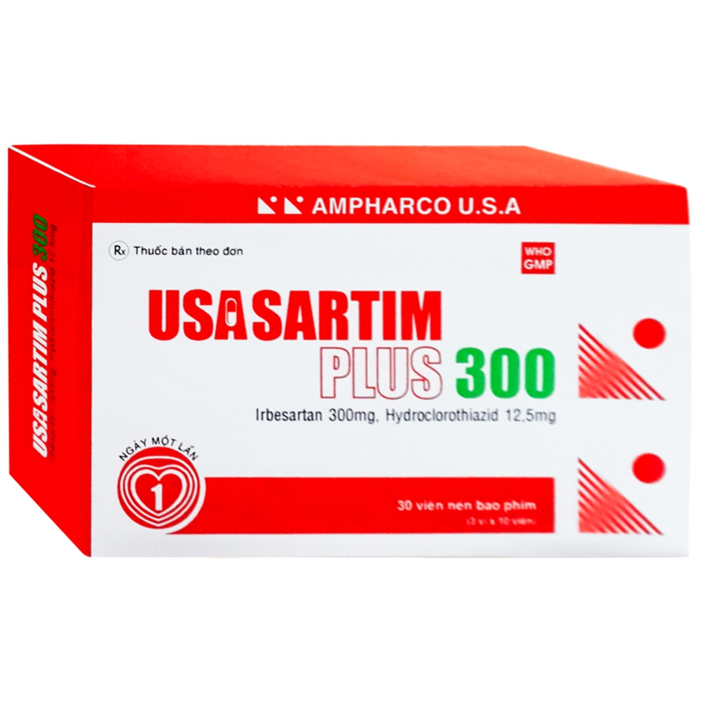 Thuốc Usasartim plus 300 Ampharco điều trị tăng huyết áp (3 vỉ x 10 viên)