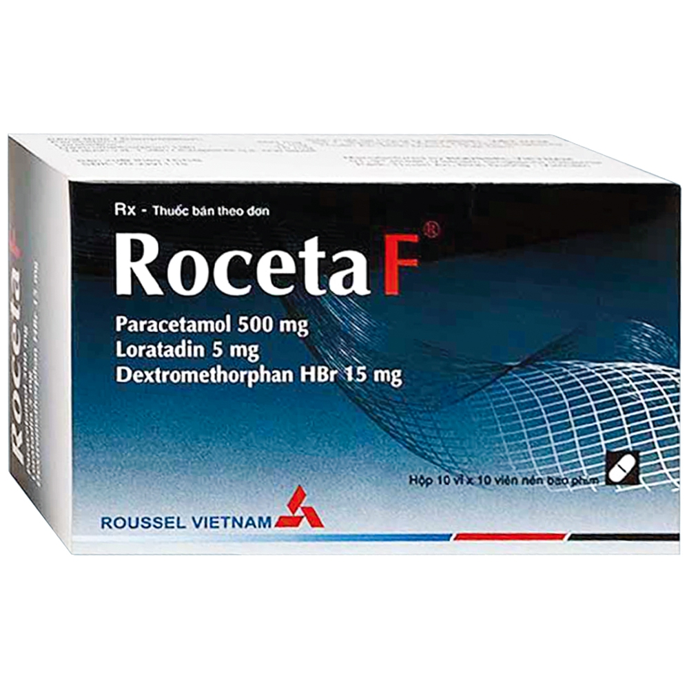 Thuốc Roceta F Roussel điều trị triệu chứng cảm cúm (10 vỉ x 10 viên)