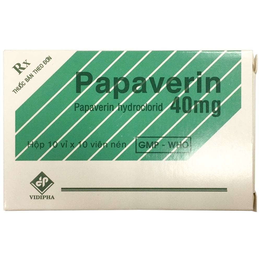 Thuốc Papaverin 40mg Vidipha điều trị đau bụng, cơn đau quặn mật, thận (10 vỉ x 10 viên)