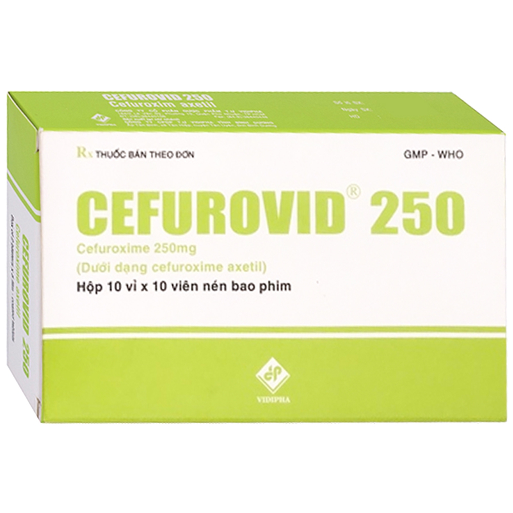 Thuốc Cefurovid 250 Vidipha điều trị các bệnh nhiễm khuẩn do vi khuẩn nhạy cảm (10 vỉ x 10 viên)