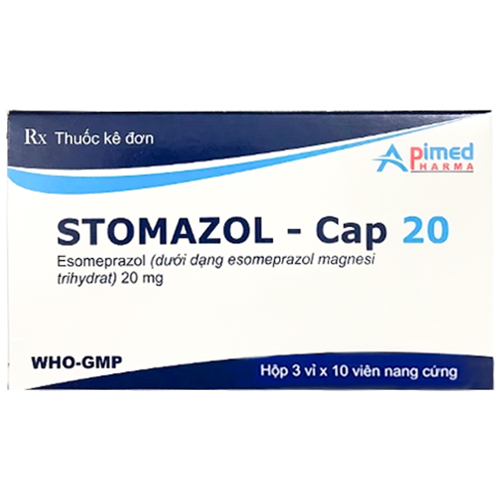 Thuốc Stomazol-Cap 20 Apimed điều trị viêm thực quản, trào ngược dạ dày,thực quản (3 vỉ x 10 viên)