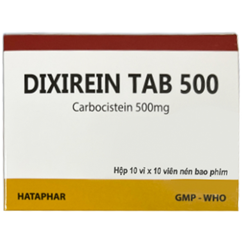 Thuốc Dixirein Tab 500 Hà Tây điều trị bệnh đường hô hấp có tăng tiết đàm (10 vỉ x 10 viên)