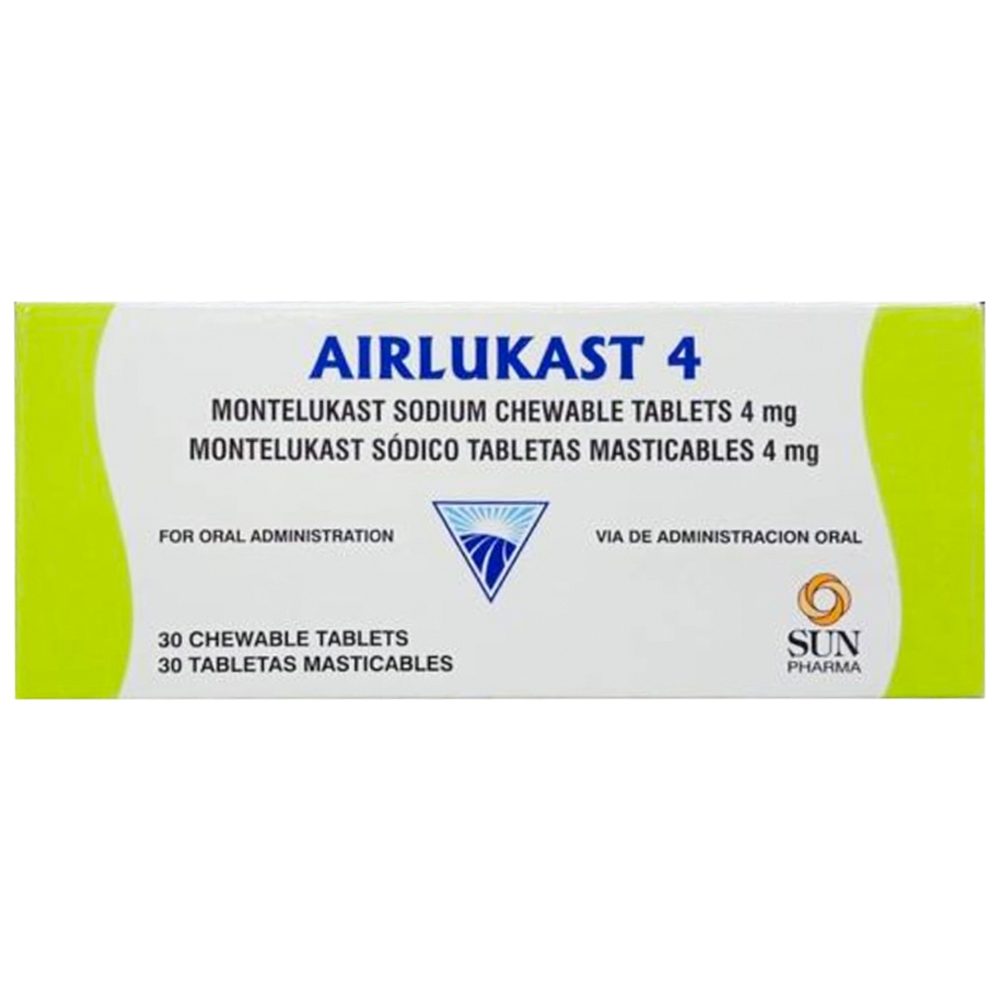 Thuốc Airlukast 4 Sun Pharma dự phòng và điều trị hen phế quản mạn tính (3 vỉ x 10 viên)