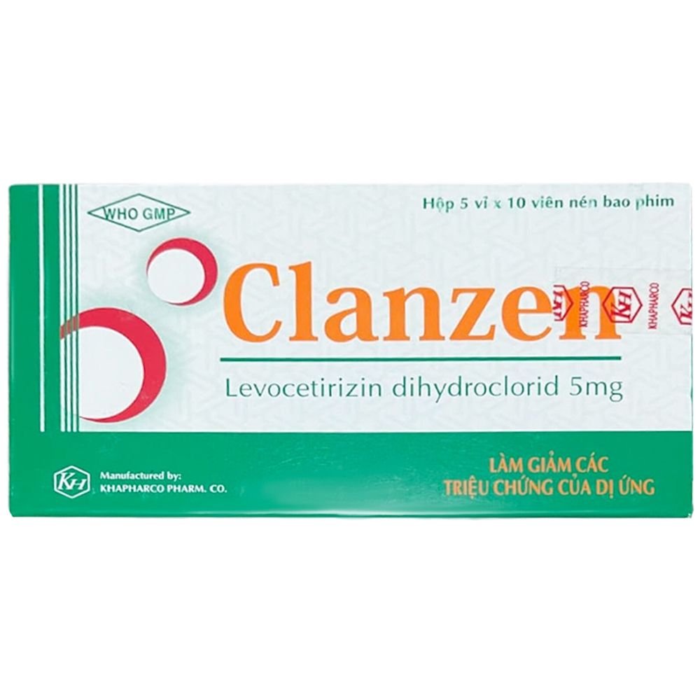 Thuốc Clanzen 5mg Khapharco làm giảm triệu chứng dị ứng (10 vỉ x 10 viên)