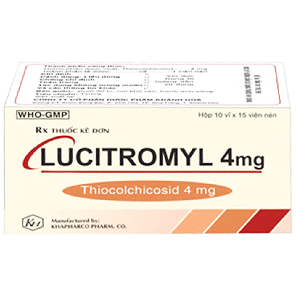 Thuốc Lucitromyl 4mg Khapharco điều trị đau do co cứng cơ (10 vỉ x 15 viên)