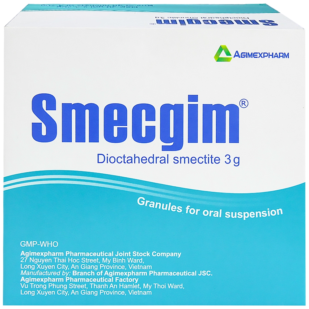 Thuốc Smecgim 3g Agimexpharm điều trị các triệu chứng trong tiêu chảy cấp và mạn tính (30 gói)