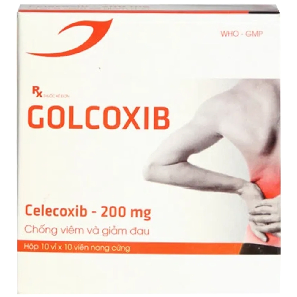 Thuốc Golcoxib 200mg Medisun sử dụng để chống viêm và giảm đau trong viêm khớp và viêm khớp dạng thấp (10 vỉ x 10 viên)