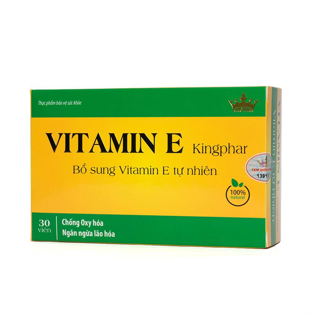 Viên uống Vitamin E Kingphar  bổ sung Vitamin E tự nhiên, chống oxy hóa, ngăn ngừa lão hóa (30 viên)