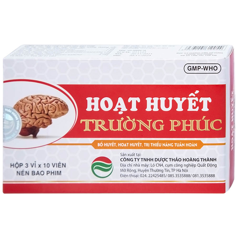 Thuốc Hoạt Huyết Trường Phúc giúp hoạt huyết, trị thiếu năng tuần hoàn (3 vỉ x 10 viên)