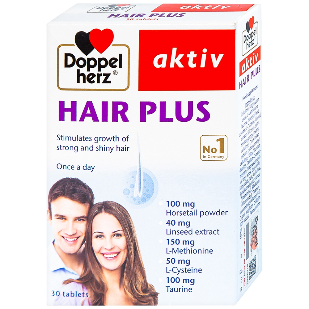 Viên uống Hair Plus Doppelherz Aktiv bổ sung vitamin và khoáng chất (2 vỉ x 15 viên)