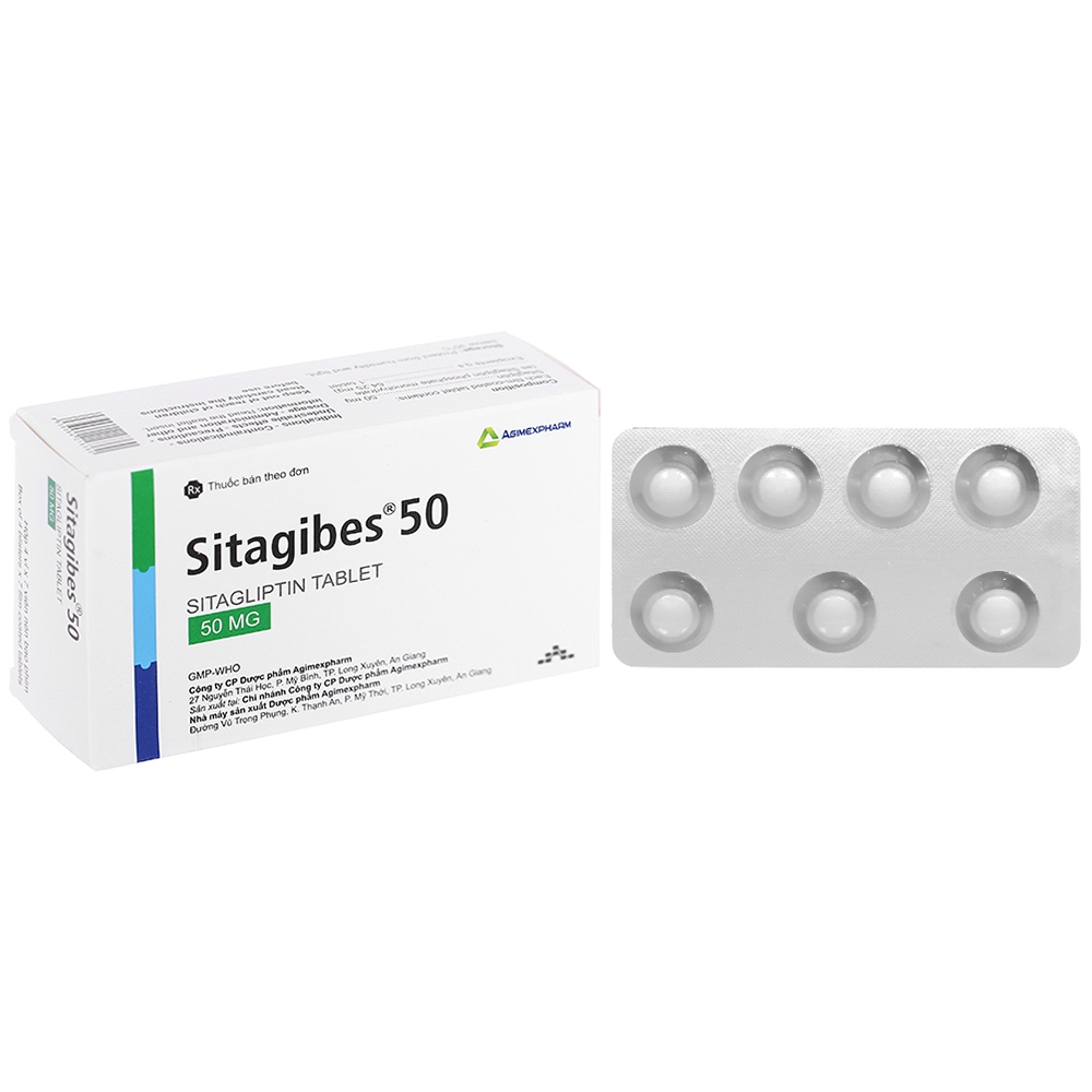 Thuốc Sitagibes 50 Agimexpharm điều trị đái tháo đường tuýp 2(4 vỉ x 7 viên)