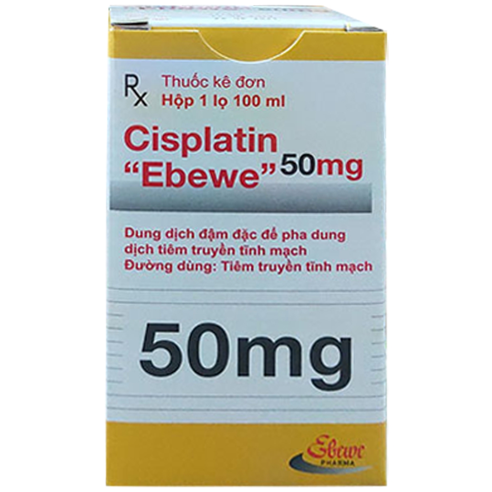 Thuốc Cisplatin Ebewe 50mg Novartis hỗ trợ điều trị ung thư phổi tế bào nhỏ và không phải tế bào nhỏ (100ml)