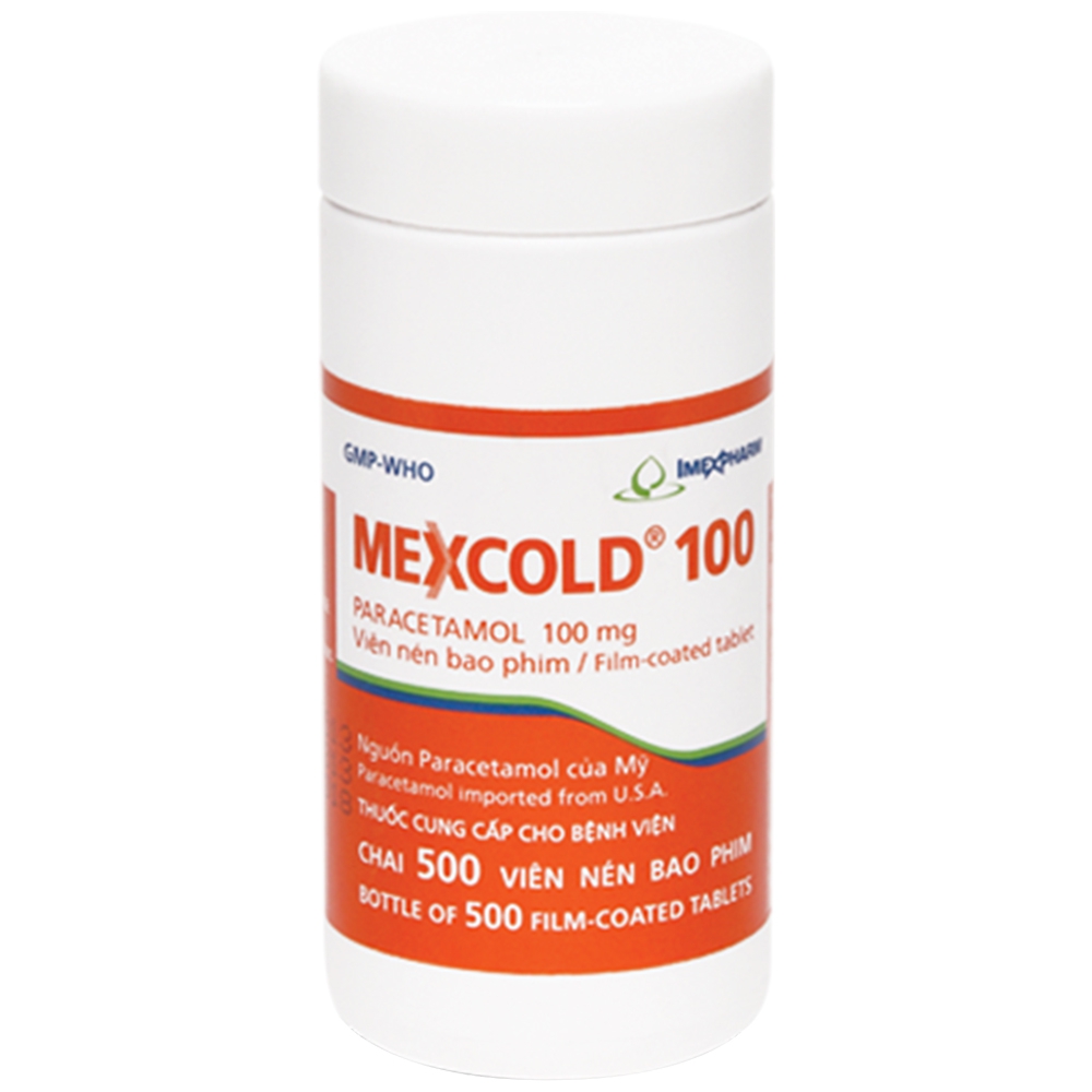 Thuốc Mexcold 100mg Imexpharm hạ sốt và làm giảm tạm thời các triệu chứng đau nhức do cảm cúm, mọc răng, tiêm chủng (500 viên)