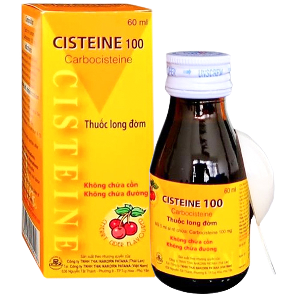 Siro Cisteine 100 Thai Nakorn điều trị hỗ trợ trong viêm xoang, viêm mũi họng, chảy dịch ống tai (60ml)