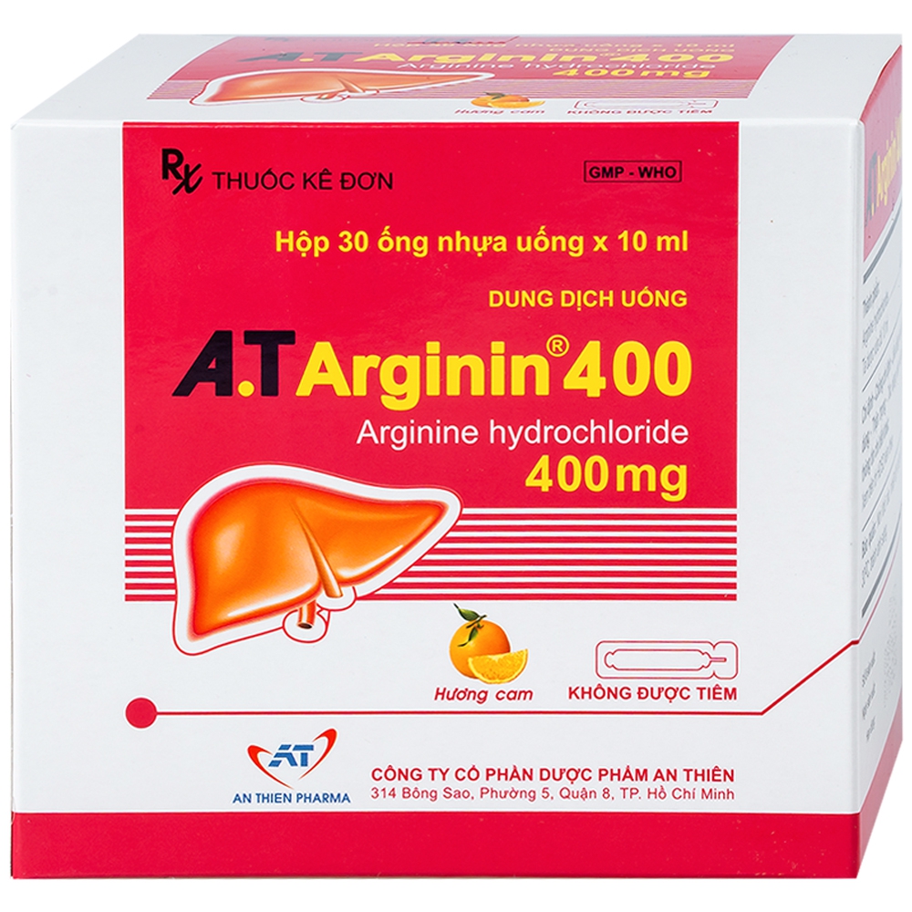 Thuốc A.T Arginin 400mg An Thiên điều trị hỗ trợ các rối loạn khó tiêu (30 ống x 10ml)