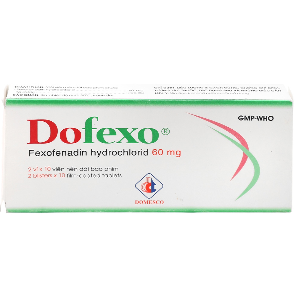 Thuốc Dofexo 60mg Domesco điều trị viêm mũi dị ứng (2 vỉ x 10 viên)