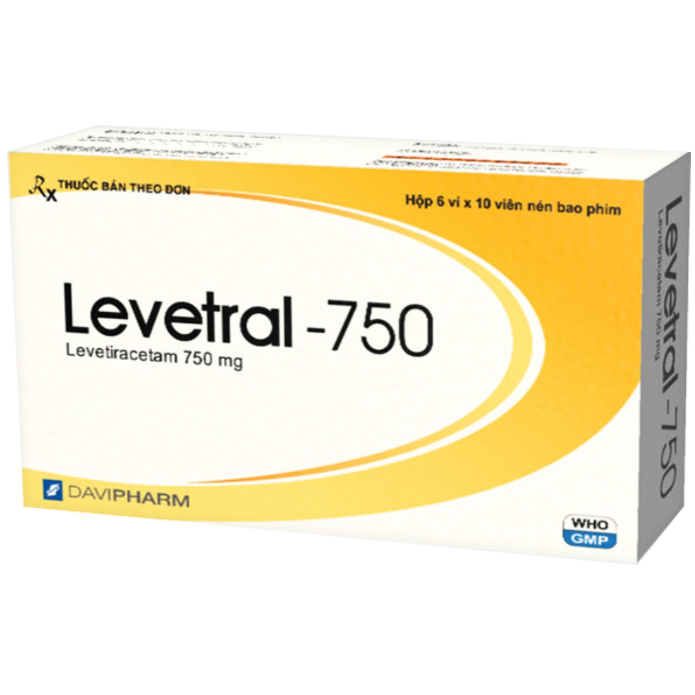 Viên nén Levetral-750 DaViPharm điều trị các cơn động kinh (6 vỉ x 10 viên)