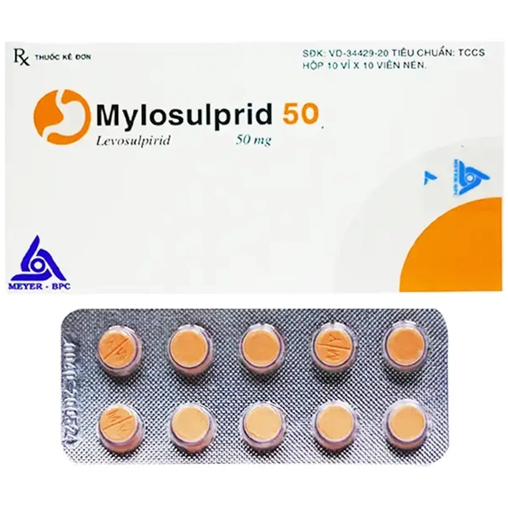 Thuốc Mylosulprid 50 Meyer-BPC điều trị tâm thần phân liệt cấp và mạn tính (10 vỉ x 10 viên)