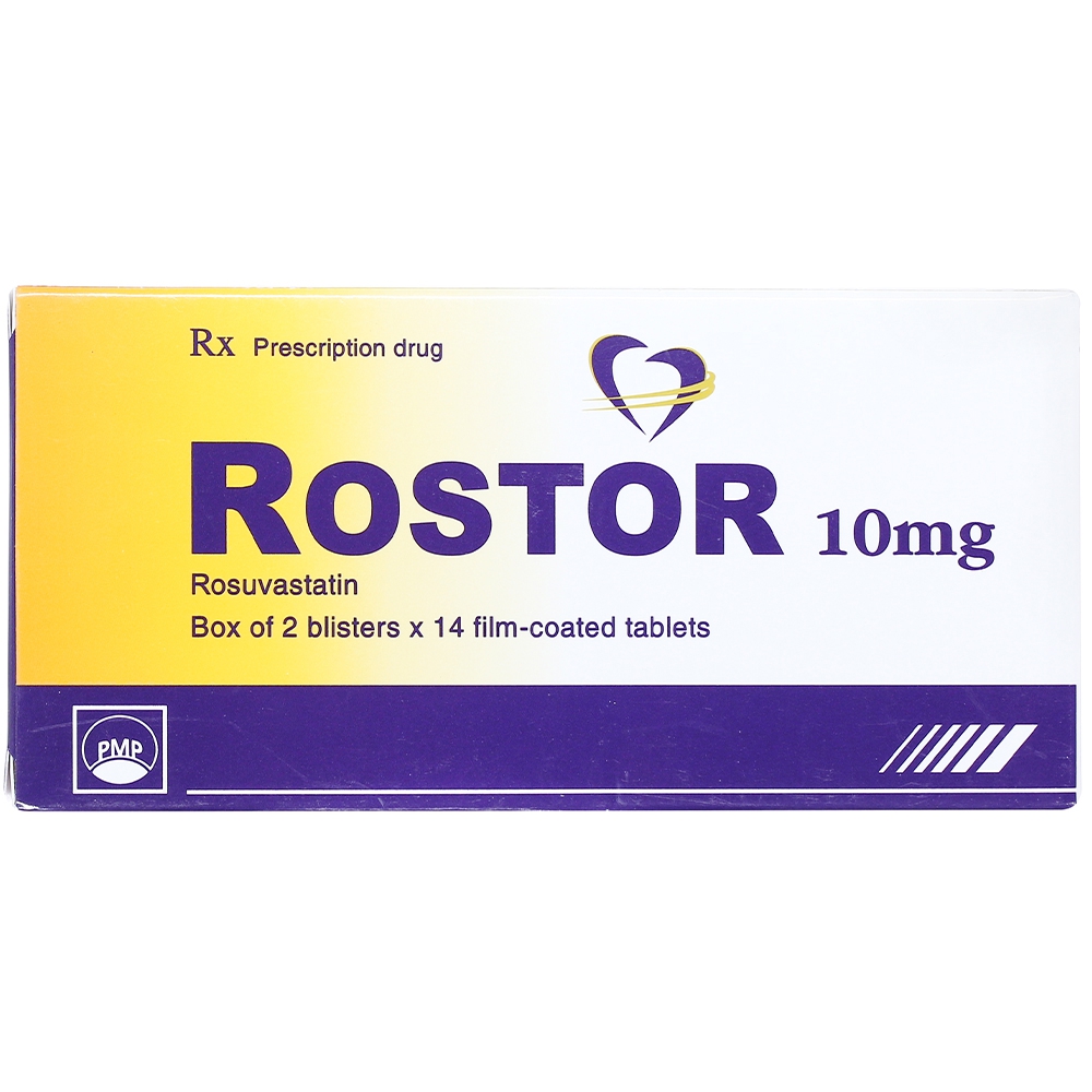 Thuốc Rostor 5mg Pymepharco điều trị tăng cholesterol máu nguyên phát hoặc rối loạn lipid máu hỗn hợp (2 vỉ x 14 viên)