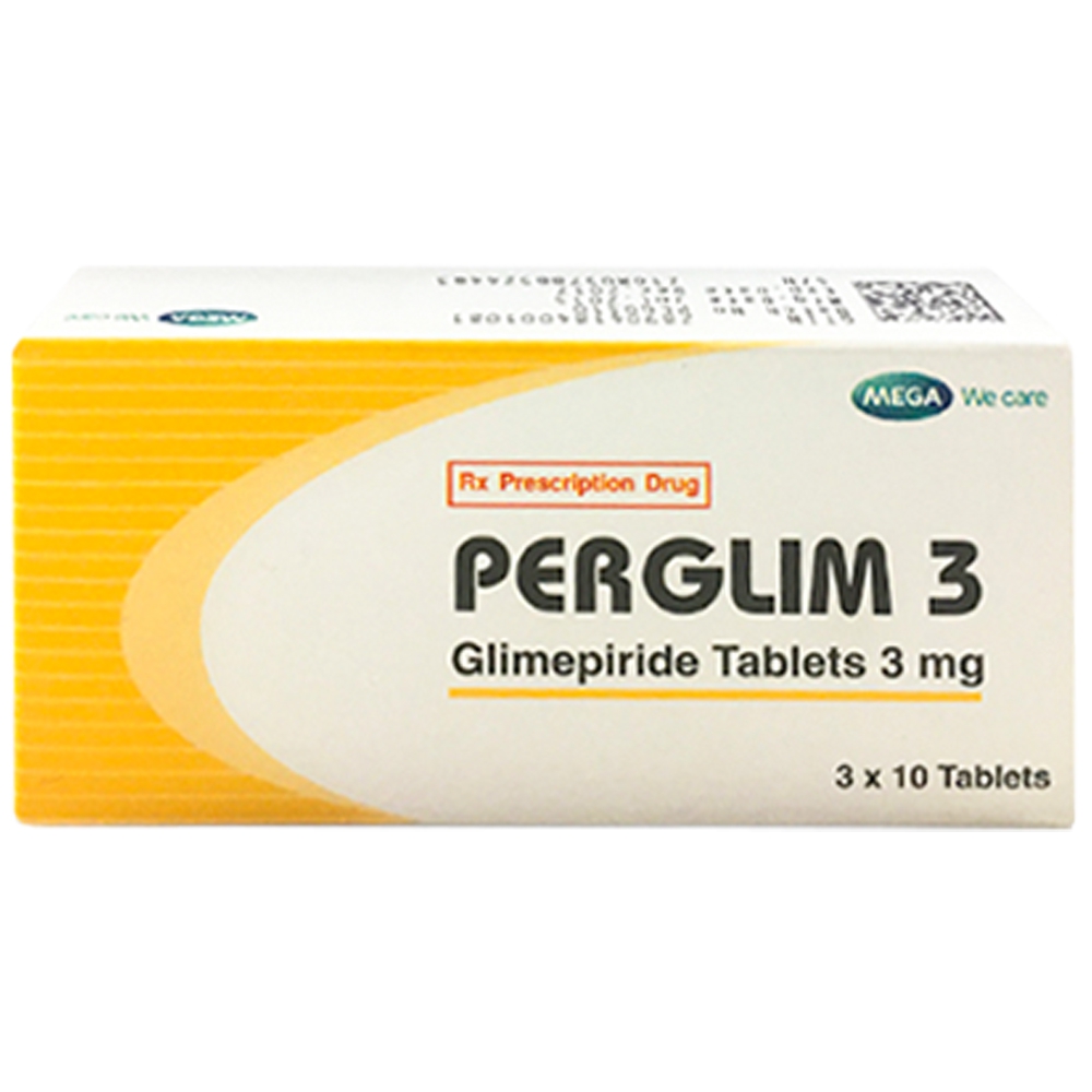 Thuốc Perglim 3mg Mega kiểm soát đường huyết ở bệnh nhân đái tháo đường type 2 (3 vỉ x 10 viên)