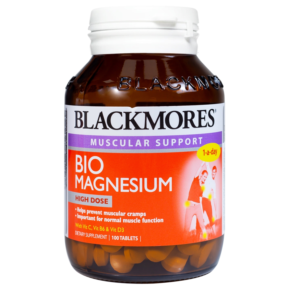 Viên uống Blackmores Bio Magnesium hỗ trợ cơ bắp, giảm triệu chứng tiền kinh nguyệt (100 viên)