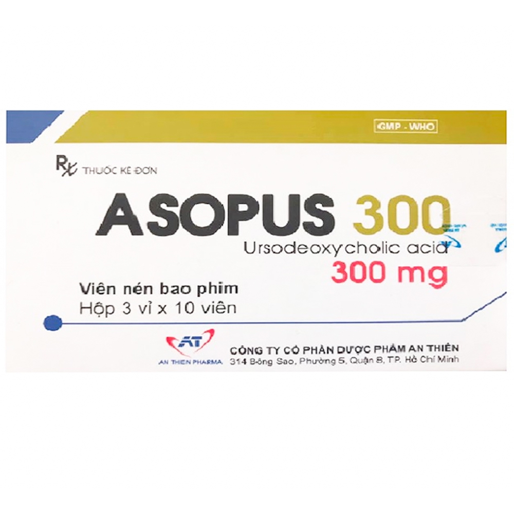 Thuốc Asopus 300mg An Thiên điều trị sỏi túi mật cholesterol, bệnh gan mật mạn tính (3 vỉ x 10 viên)