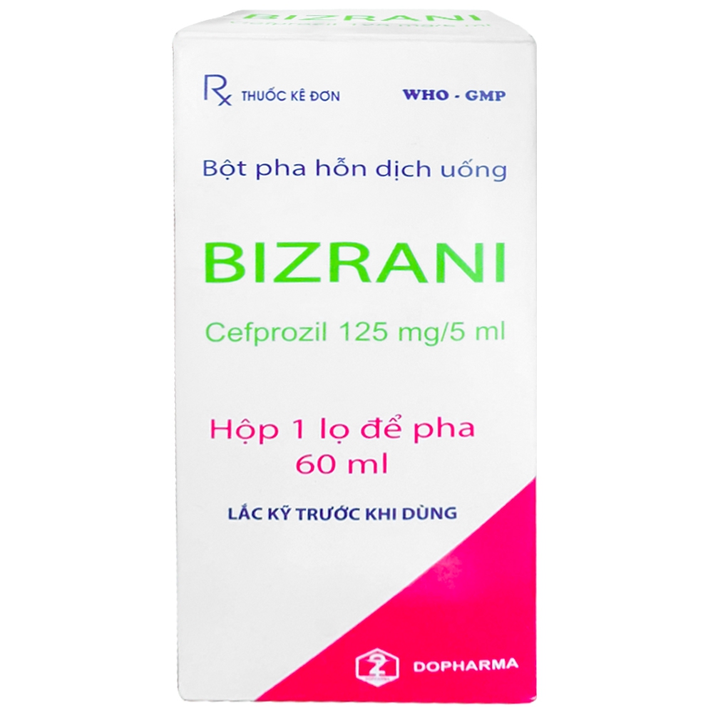 Bột pha hỗn dịch uống Bizrani 125mg/5ml Dopharma điều trị nhiễm khuẩn do vi khuẩn (60ml)