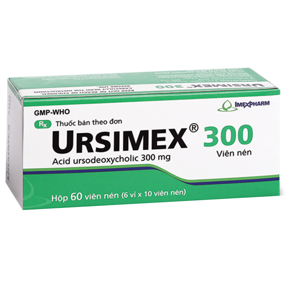 Thuốc Ursimex®300 Imexpharm điều trị xơ gan mật tiên phát, hòa tan sỏi mật giàu cholesterol (6 vỉ x 10 viên)