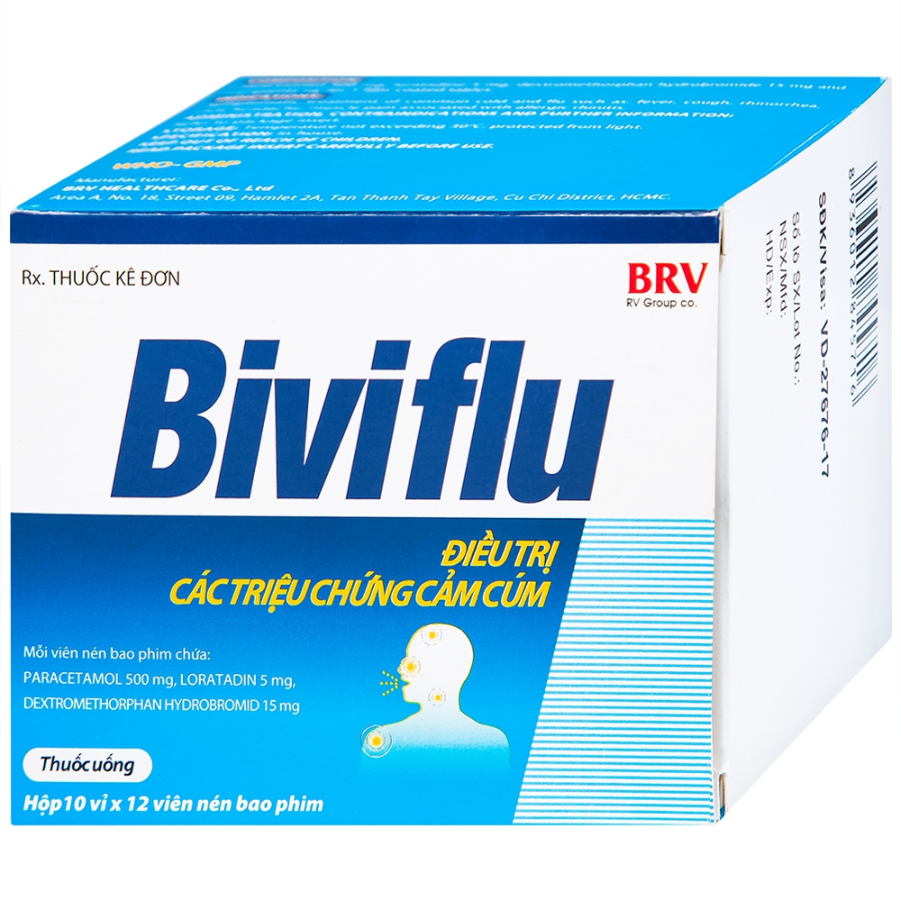 Thuốc Biviflu BRV điều trị các triệu chứng cảm cúm (10 vỉ x 12 viên)