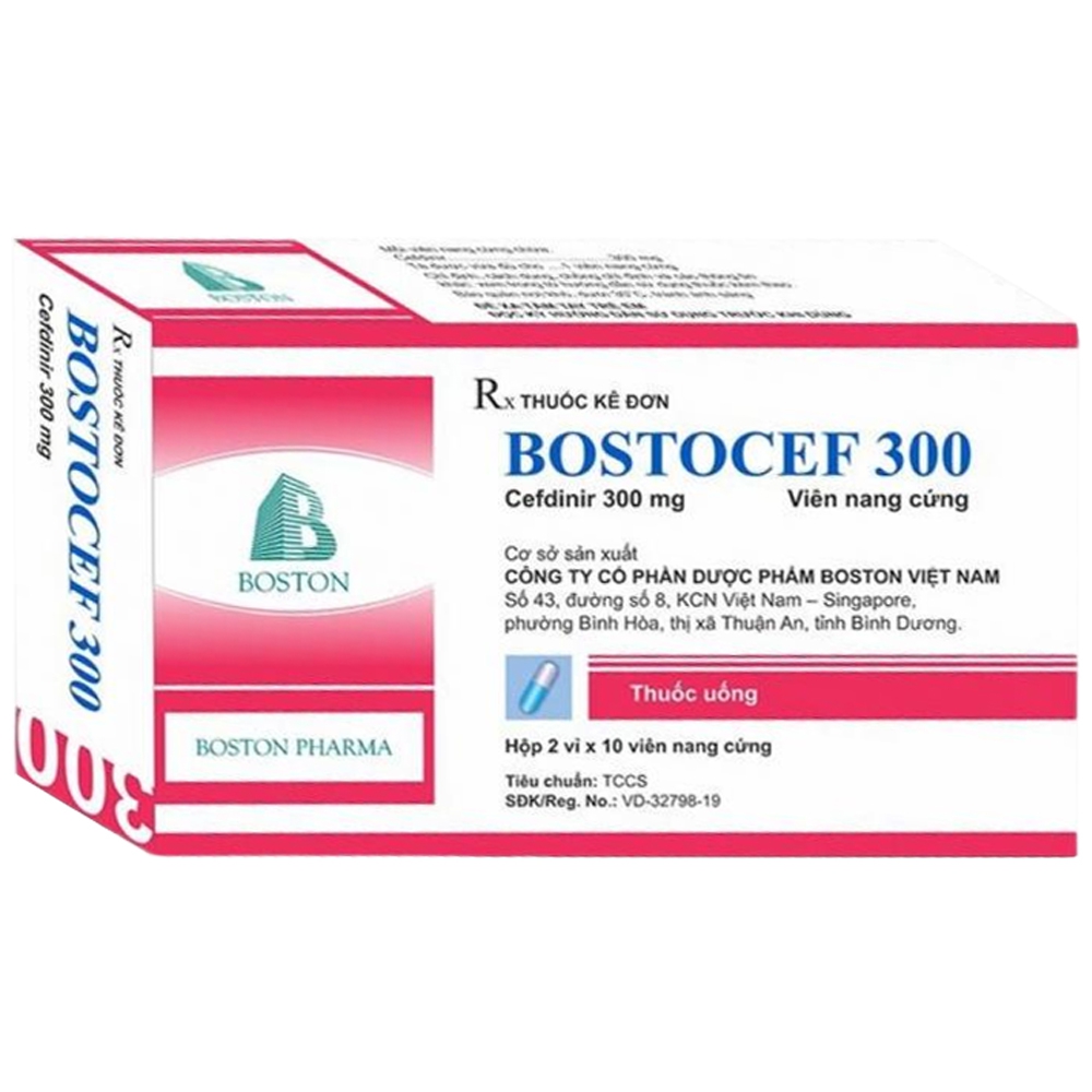 Thuốc Bostocef 300 Boston giảm tình trạng vi khuẩn kháng thuốc, ngăn ngừa nhiễm trùng (2 vỉ x 10 viên)