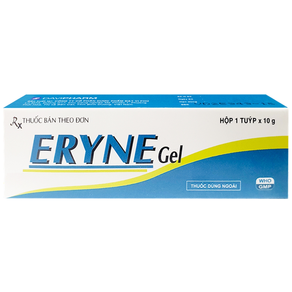 Gel bôi da Eryne Gel 10g DaviPharm điều trị tình trạng mụn trứng cá, mụn viêm có vảy và mủ